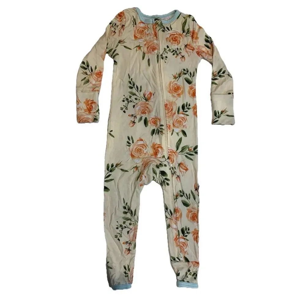 Free Birdees Bamboo Zip Up Sleeper Floral 6-12 Months Baby Pajamas